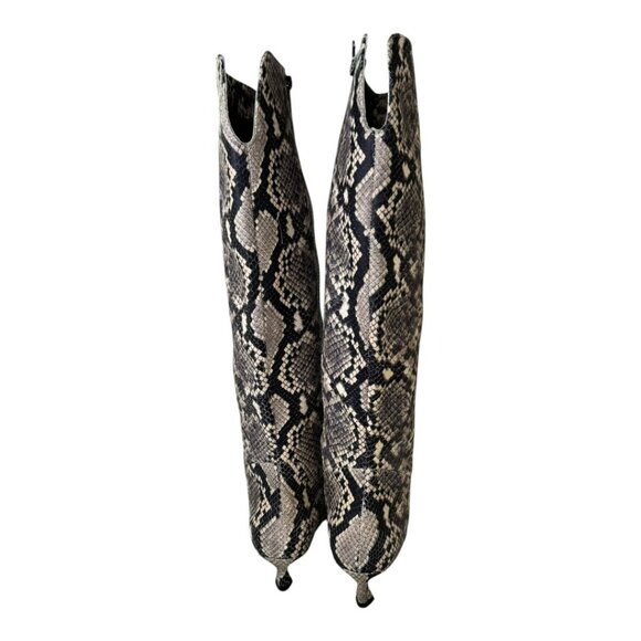 NWT Gianni Bini Gianna Wide Calf Leather Snake Print Kitten Heel Tall Boots7 5M - Picture 4 of 12